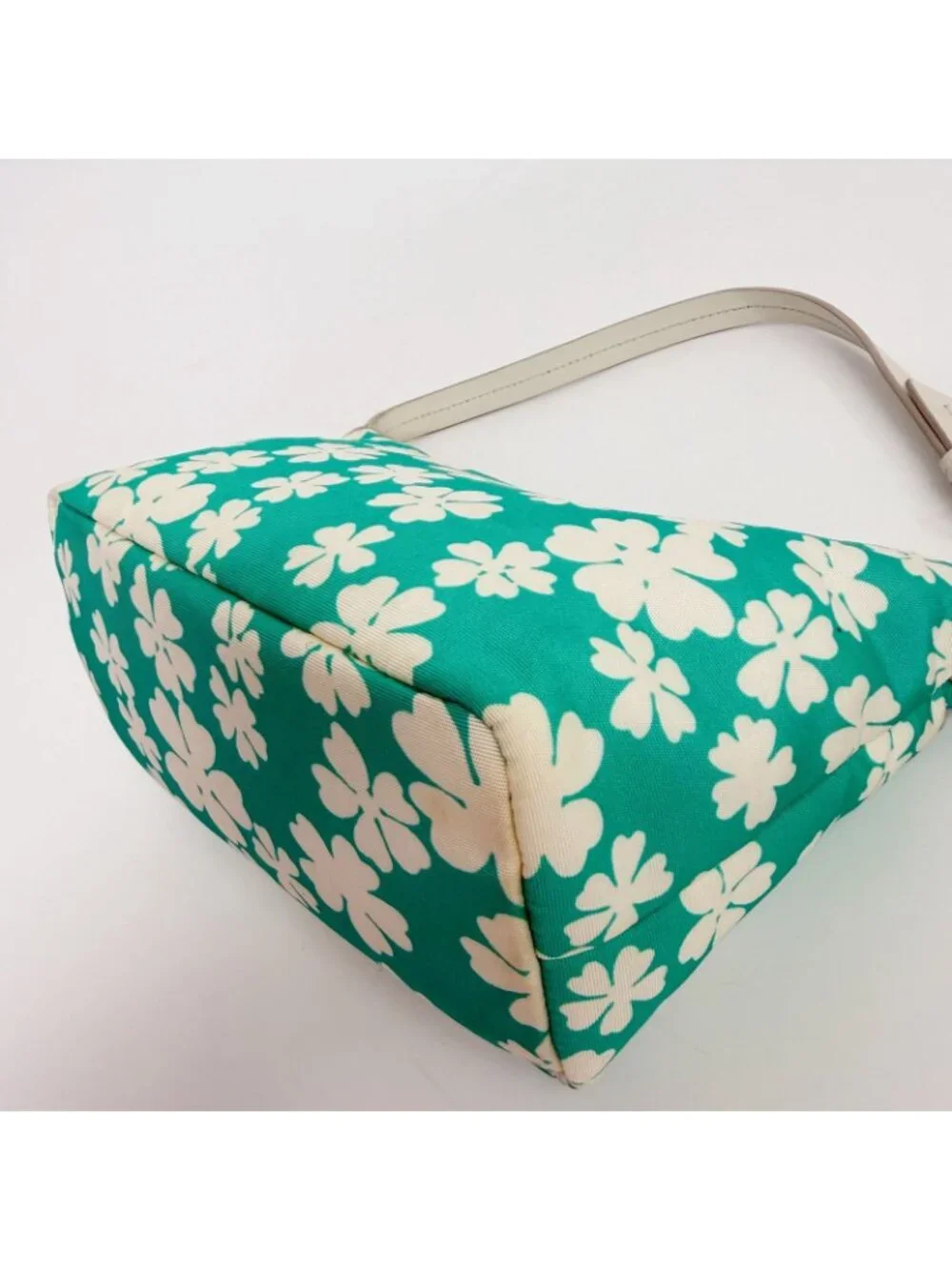 Miu Miu Flower Print Re-Nylon Mini Hobo Handbag Leather Green White Gold Vintage